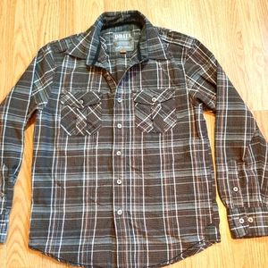 Drill Boyswear Long Sleeve Button Seersucker Plaid Shirt